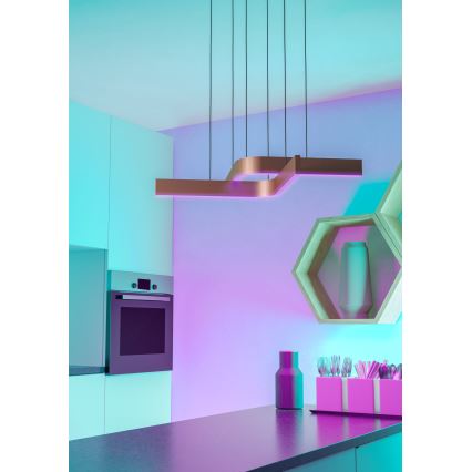 Eglo - LED RGBW stmievateľný luster na lanku 2xLED/18W/230V medená/čierna