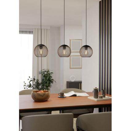 Eglo - Luster na lanku 3xE27/60W/230V čierny