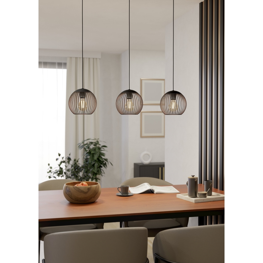 Eglo - Luster na lanku 3xE27/60W/230V čierny