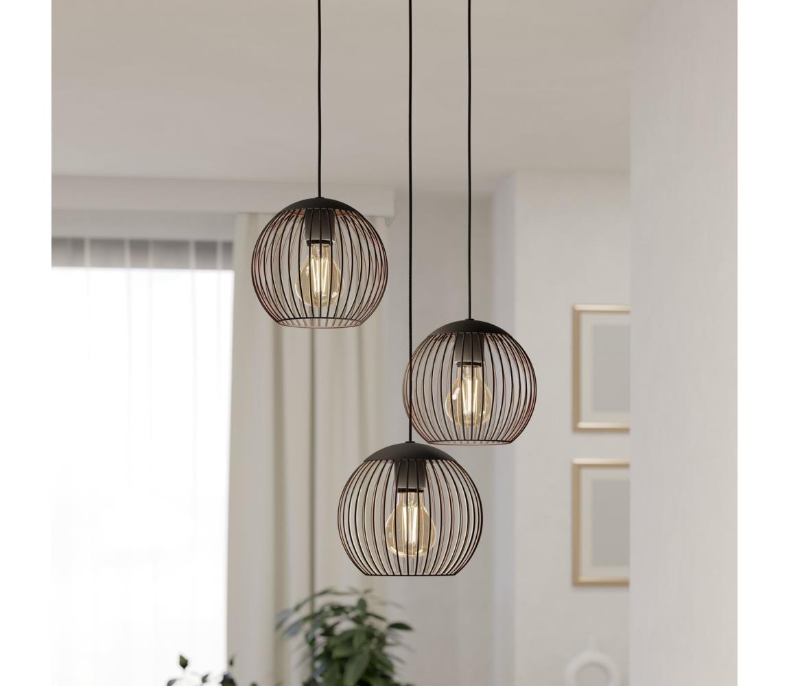 Eglo 901871 - Závesný luster ALMANZORA na lanku 3xE27/60W/230V, čierny 901871