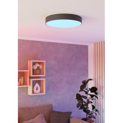 Eglo - LED RGBW stmievateľné stropné svietidlo LED/26W/230V 2700-6500K pr. 49 cm čierna