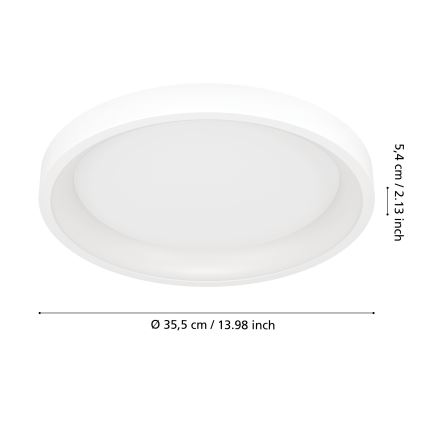 Eglo - LED RGBW stmievateľné stropné svietidlo, LED 19,6 W, 230 V, 2700–6500 K, priemer 35 cm, biela