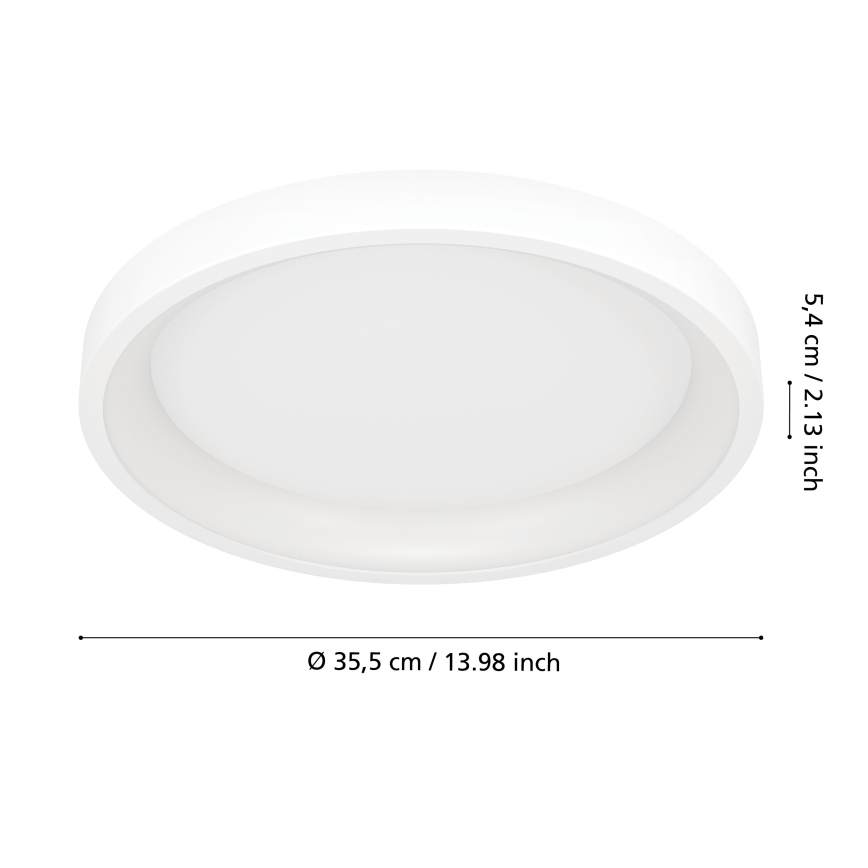 Eglo - LED RGBW stmievateľné stropné svietidlo, LED 19,6 W, 230 V, 2700–6500 K, priemer 35 cm, biela
