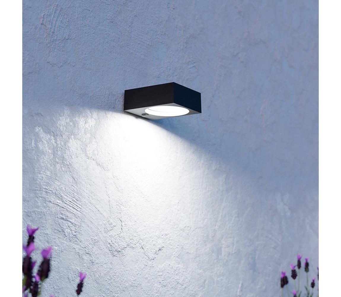 Eglo 901914-LED Solárne svietidlo so senzorom DARFANO LED/6,5W/3,7V 2000mAh čierna 901914