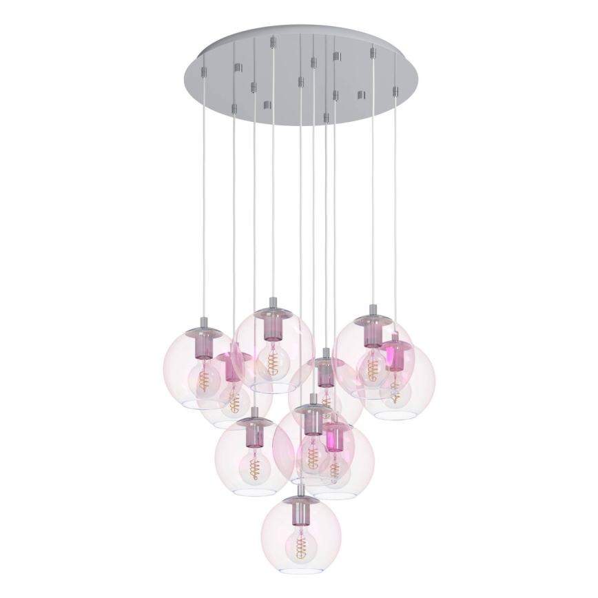Eglo - Závesný luster na lanku 10xE27/60W/230V lesklý chróm/číre sklo