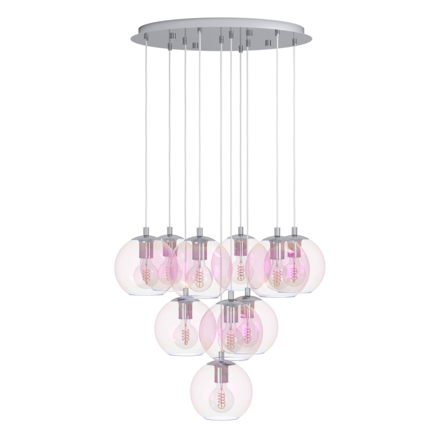 Eglo - Závesný luster na lanku 10xE27/60W/230V lesklý chróm/číre sklo