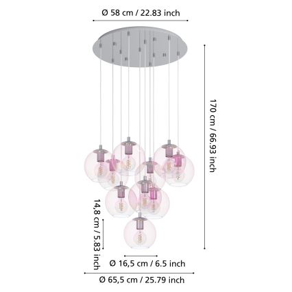 Eglo - Závesný luster na lanku 10xE27/60W/230V lesklý chróm/číre sklo