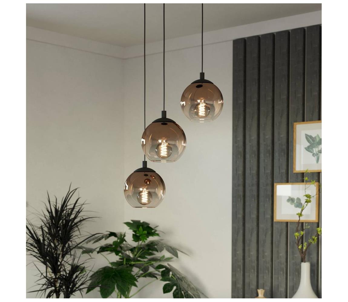 Eglo 901925 - Luster na lanku ARISCANI 3xE27/60W/230V čierna/béžová/dymová 901925