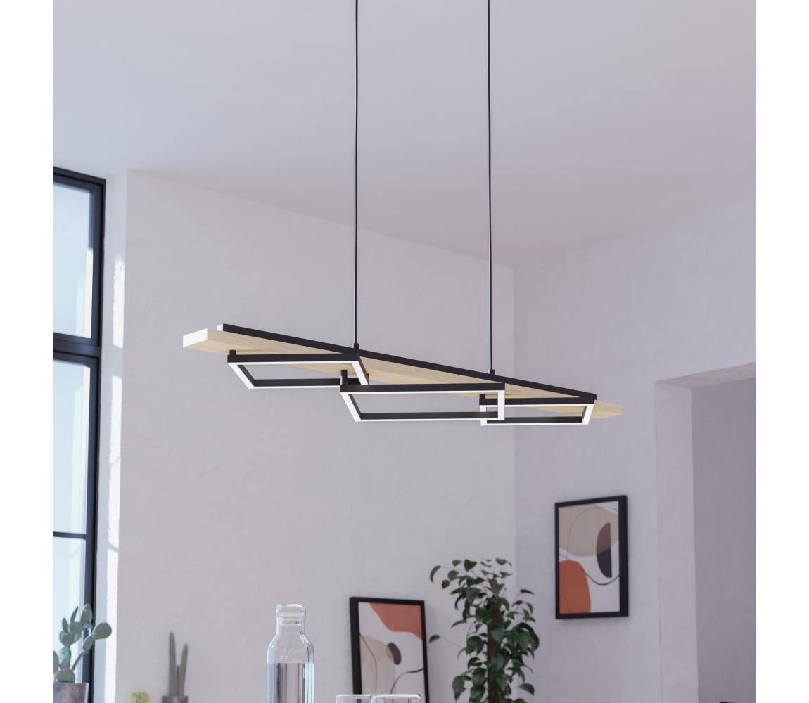 Eglo 901927 - LED závesný stropný luster na lane BOYAL 2xLED/13W/230V+LED/16W čierna/béžová 901927