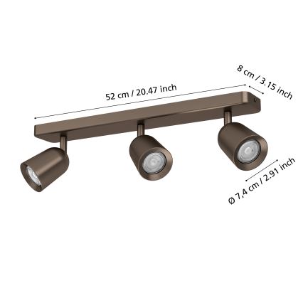 Eglo - Bodové svietidlo 3xGU10/10W/230V bronzové