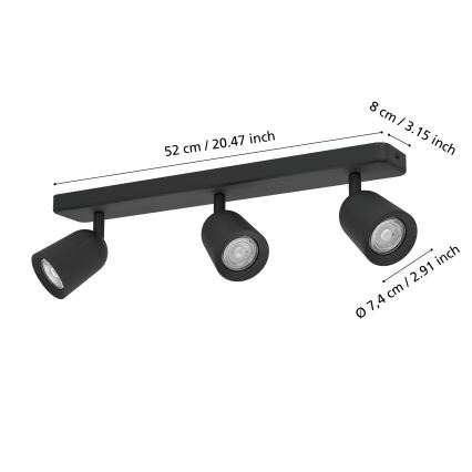 Eglo - Bodové svietidlo 3xGU10/10W/230V čierne