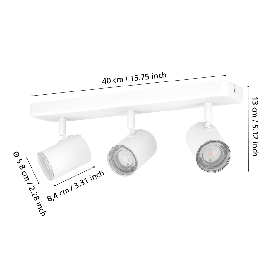 Eglo - Kúpeľňové bodové svietidlo 3xGU10/5W/230V IP44 biela