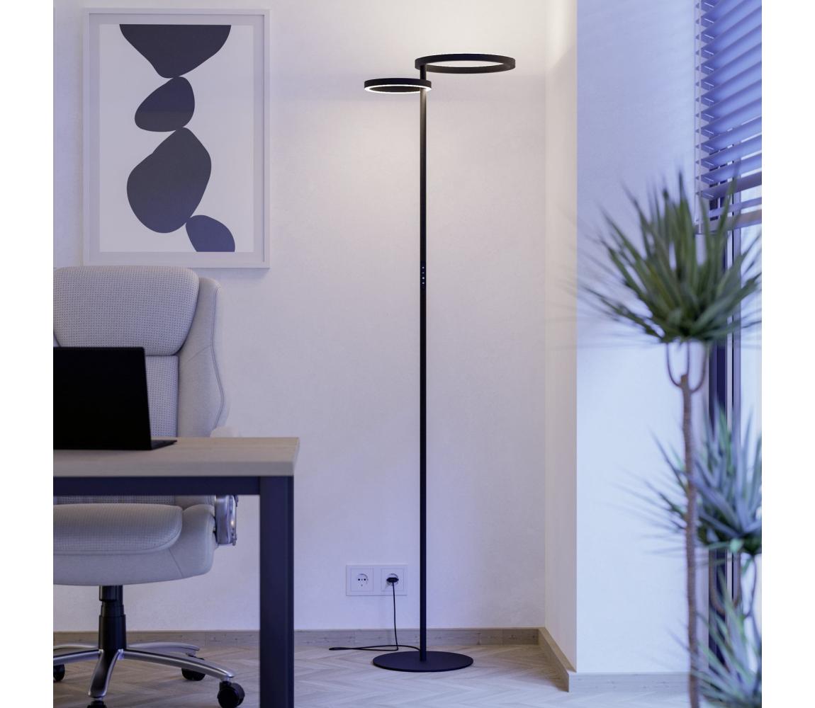 Eglo 901974 - LED stmievateľná stojacia lampa CASTELPOTO LED/16W/230V + LED/12W čierna 901974