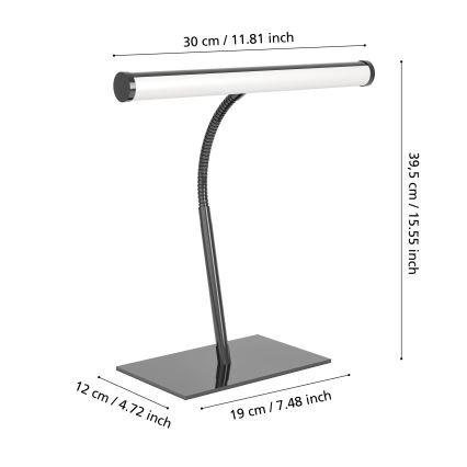 Eglo - LED stmievateľná dotyková stolová lampa LED/5W/230V 2700/4000/6500K čierna