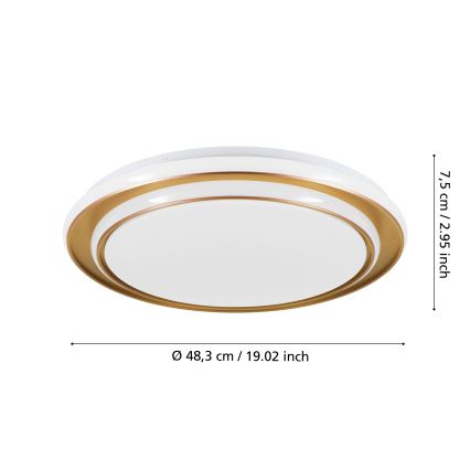 Eglo - LED stropné svietidlo LED/36W/230V 2700/4000/6500K pr. 49 cm zlaté