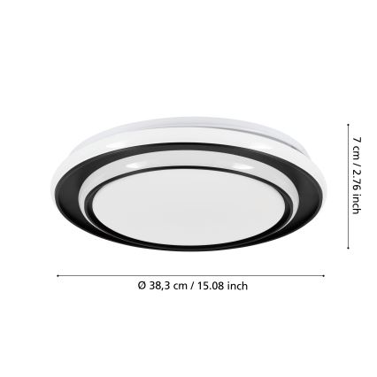 Eglo - LED stropné svietidlo LED/24W/230V priemer 40 cm čierne