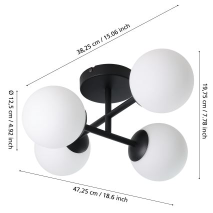 Eglo - LED kúpeľňové prisadené stropné svietidlo 4xG9/4,2W/230V IP44 čierne
