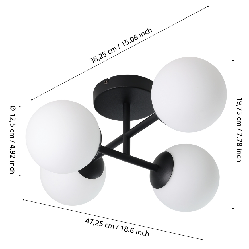Eglo - LED kúpeľňové prisadené stropné svietidlo 4xG9/4,2W/230V IP44 čierne