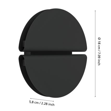Eglo - vonkajšie nástenné LED svietidlo, 4,5 W, 230 V, 2700/4000/6500 K, IP44, čierne