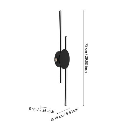 Eglo - LED nástenné svietidlo LED/20W/230V + LED/0,91W čierna