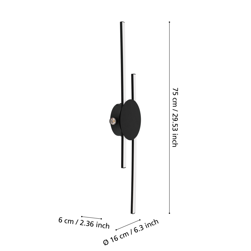 Eglo - LED nástenné svietidlo LED/20W/230V + LED/0,91W čierna