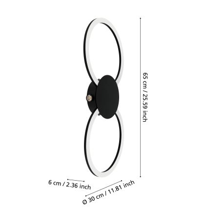 Eglo - LED nástenné svietidlo LED/20W/230V + LED/0,91W čierne