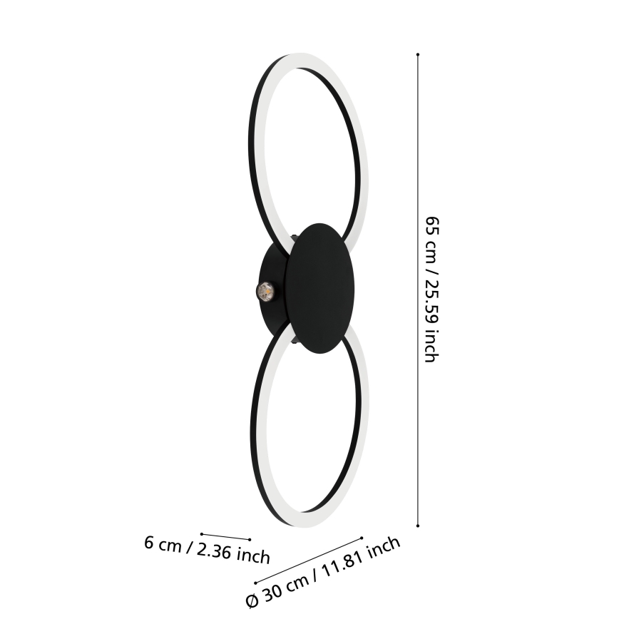 Eglo - LED nástenné svietidlo LED/20W/230V + LED/0,91W čierne
