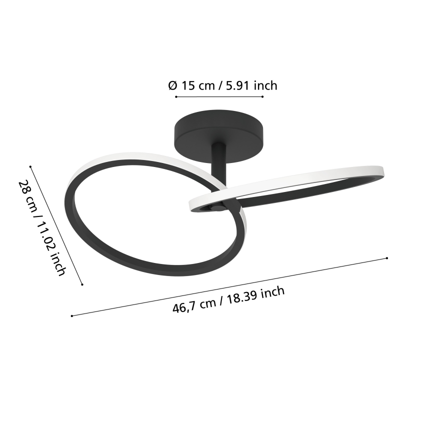 Eglo - LED stropné svietidlo LED/12W/230V 2700/4000/6500K čierna