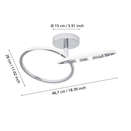 Eglo - LED stropné svietidlo LED/12W/230V 2700/4000/6500K lesklý chróm