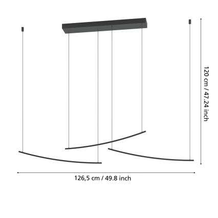 Eglo - LED stmievateľný luster na lanku LED/22W/230V 2700/4000/6500K čierny