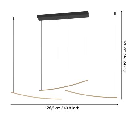 Eglo - LED stmievateľný luster na lanku LED/22W/230V 2700/4000/6500K zlatý