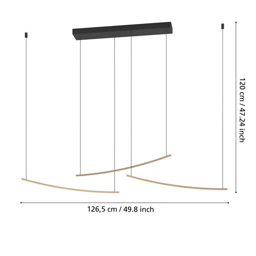 Eglo - LED stmievateľný luster na lanku LED/22W/230V 2700/4000/6500K zlatý