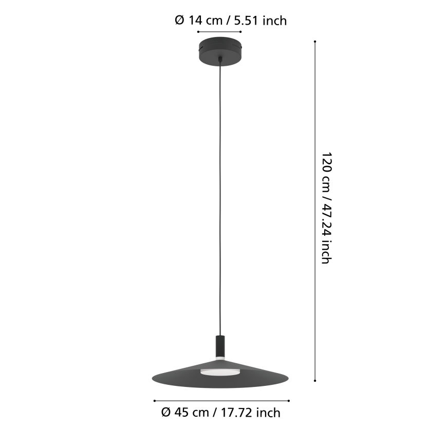 Eglo - LED RGBW stmievateľný luster na lanku LED/15,5W/230V 2700-6500K čierna