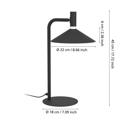 Eglo - LED RGBW stmievateľná stolná lampa LED/7,5W/230V 2700-6500K čierna