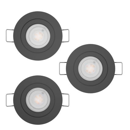 Eglo - SADA 3x LED Kúpeľňové podhľadové bodové svietidlo 1xGU10/4,5W/230V IP44 čierna