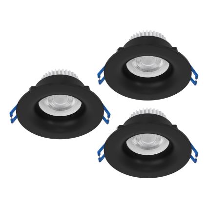Eglo - Sada 3x LED zapustených stropných svietidiel do kúpeľne LED/4,9W/230V 2700/4000/6500K priemer 8,8 cm IP65 čierna