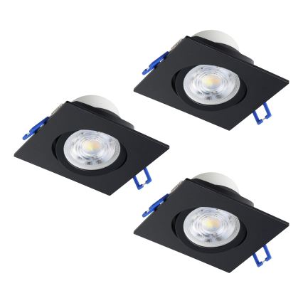 Eglo - SADA 3 ks stmievateľné LED podhľadové svietidlo LED/4,8W/230V 8,8x8,8 cm čierna