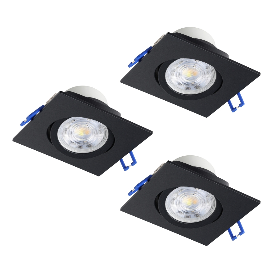 Eglo - SADA 3 ks stmievateľné LED podhľadové svietidlo LED/4,8W/230V 8,8x8,8 cm čierna