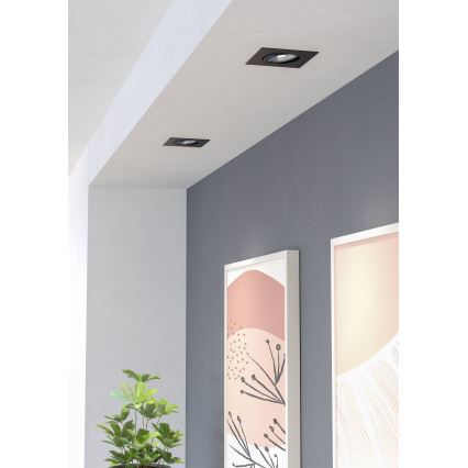 Eglo - SADA 3 ks stmievateľné LED podhľadové svietidlo LED/4,8W/230V 8,8x8,8 cm čierna