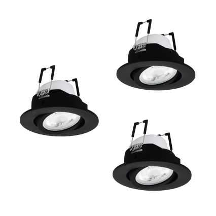 Eglo - SADA 3x LED RGBW Stmievateľné zapustené stropné svietidlo LED/4,7W/230V 2700-6500K čierna