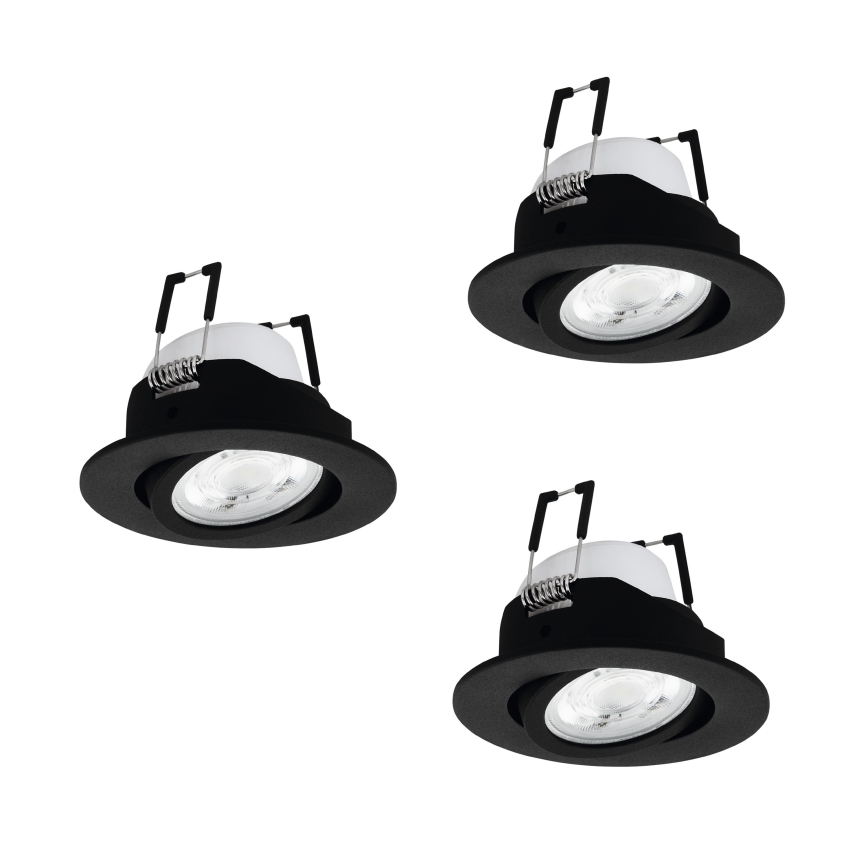 Eglo - SADA 3x LED RGBW Stmievateľné zapustené stropné svietidlo LED/4,7W/230V 2700-6500K čierna