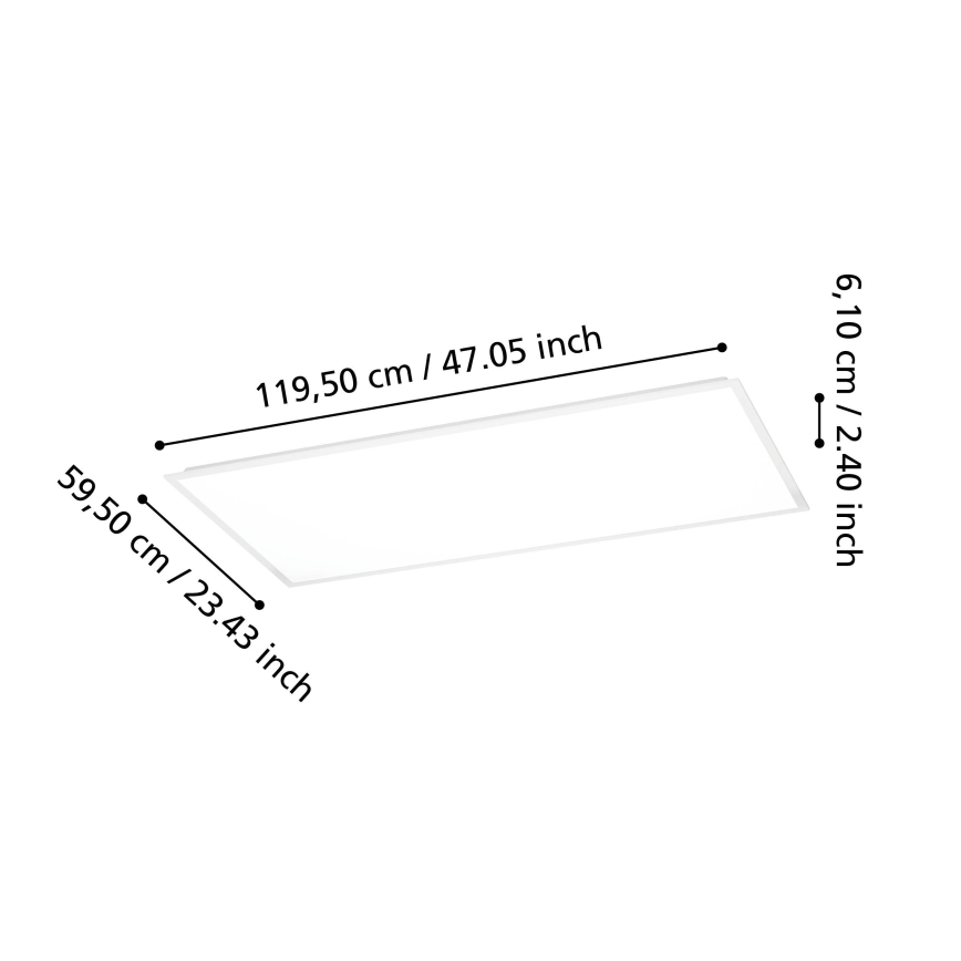 Eglo - LED prisadený panel 36,5 W/230 V 2700/4000/6500 K 120 x 60 cm biela