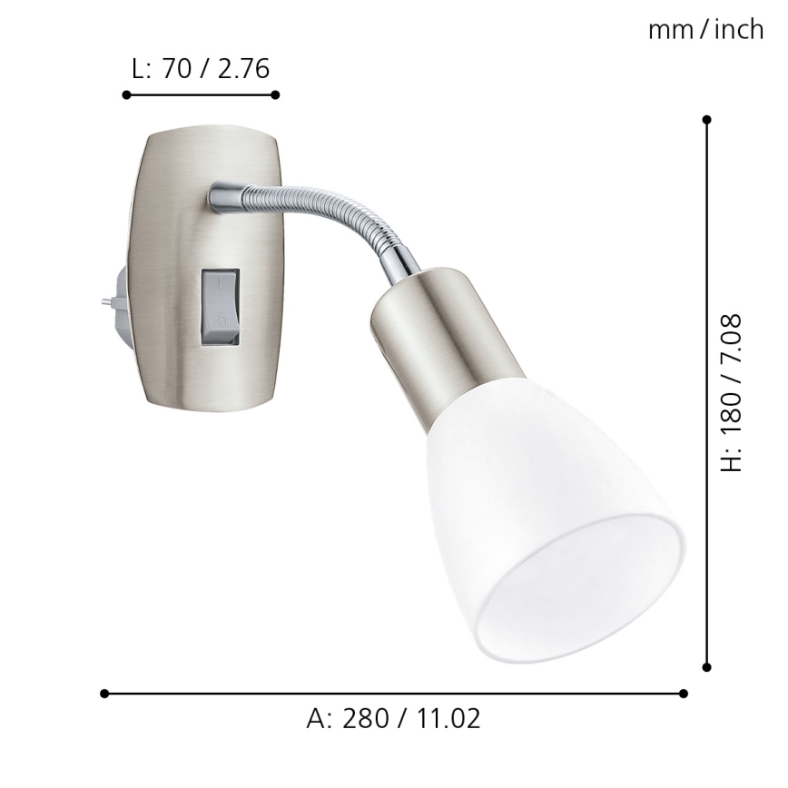 Eglo - Nástenná lampička do zásuvky 1xE14/5W/230V matný chróm