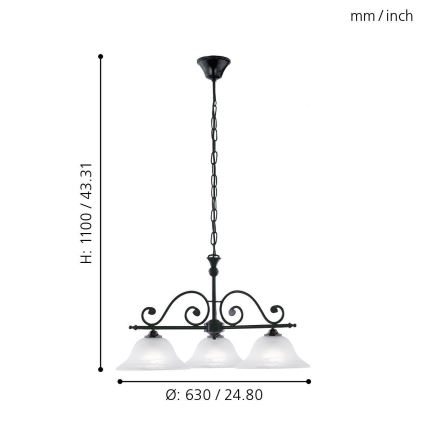 Eglo - Luster na reťazi 3xE27/60W/230V