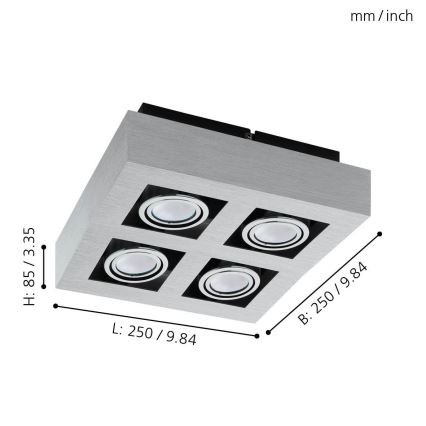 Eglo - LED Bodové svietidlo 4xGU10-LED/5W/230V