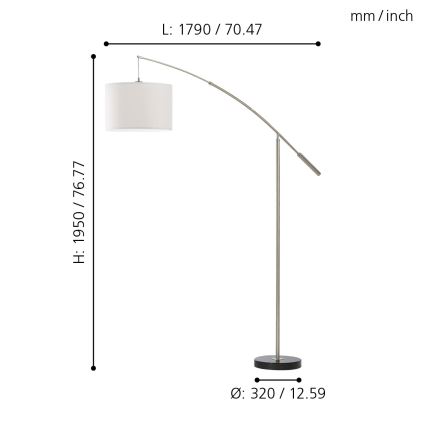 Eglo 92206 - Stojaca lampa NADINA 1xE27/60W/230V