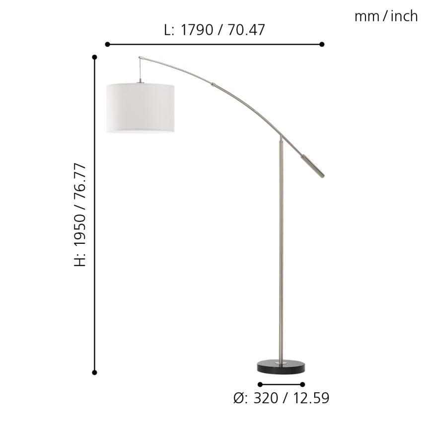 Eglo 92206 - Stojaca lampa NADINA 1xE27/60W/230V