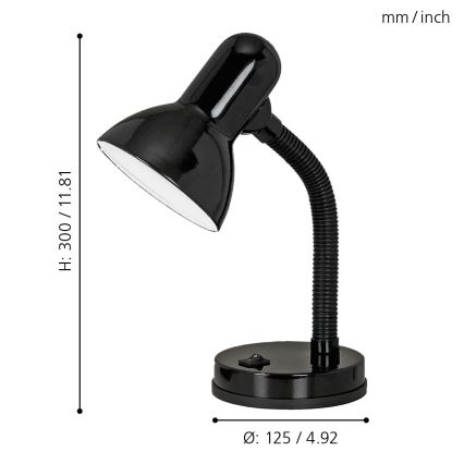 Eglo - Stolná lampa 1xE27/40W čierna