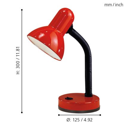 Eglo - Stolná lampa 1xE27/40W červená