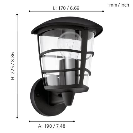 Eglo - LED Vonkajšie nástenné svietidlo 1xE27/8,5W/230V IP44